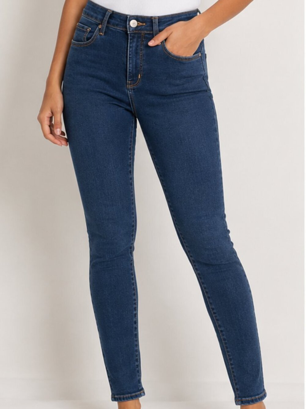 LOFT The Skinny Dark Wash Stretch Denim Mid Rise Jeans Women’s Size 28 / 6 Blue